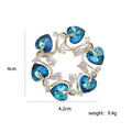 Heart Crystal Wreath Brooch Gold AB Blue Rhinestone Pin view 5