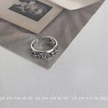 Silver Tone Open Adjustable Rose Chain Link Fashion Rings view 6