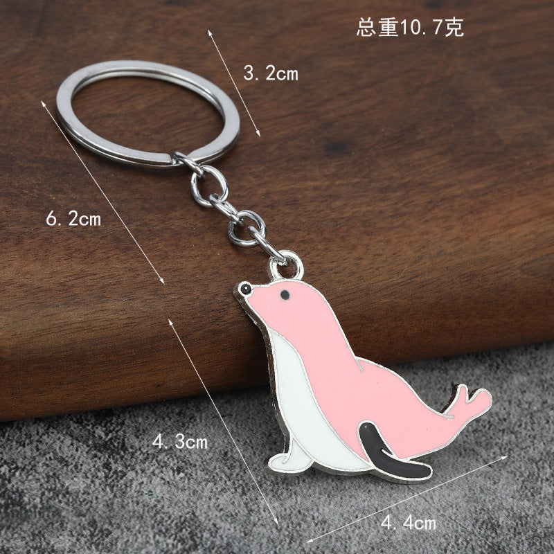 Cute Seal Zinc Alloy Keychain Gift Bag Charm Accessory