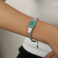 Watch-Style Mesh Bracelet Square Face Shell Stripe Crystal view 7