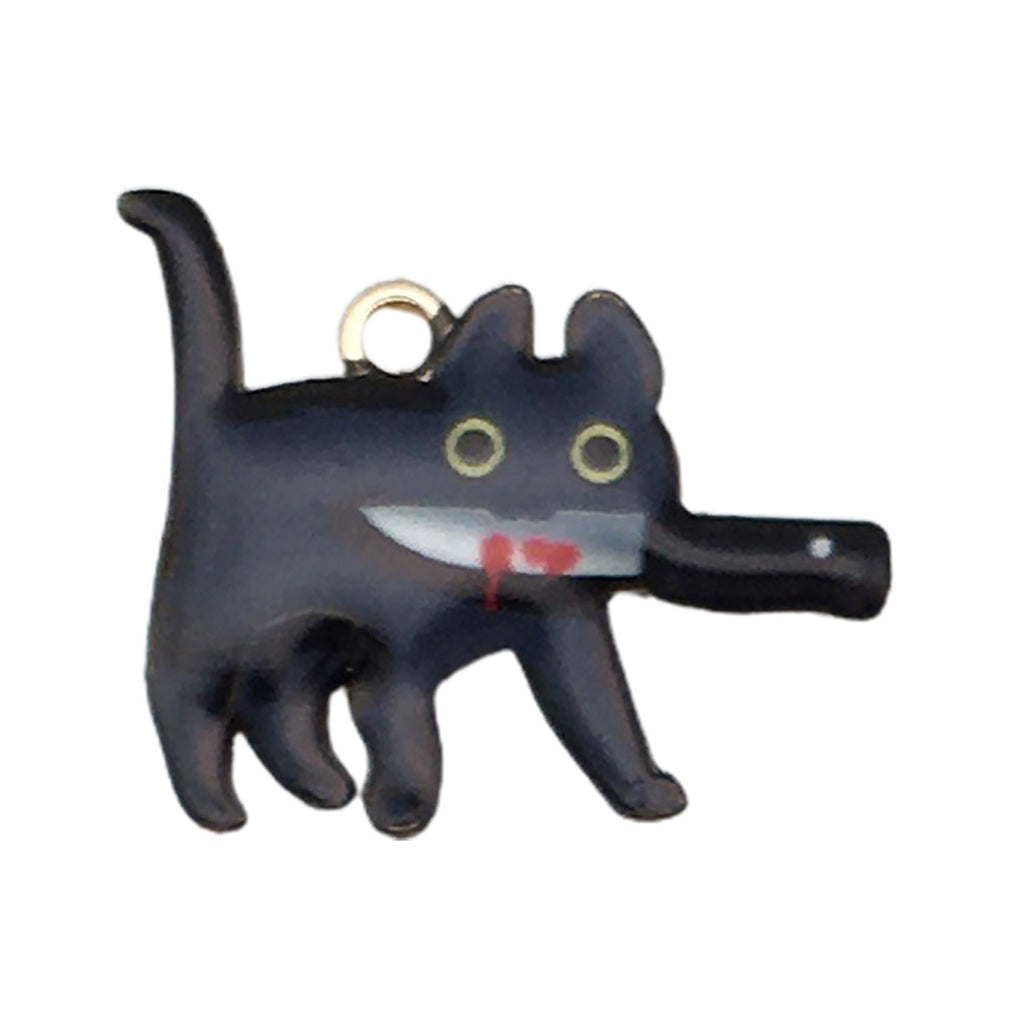 Zinc Alloy Cat with Knife Charm Pendant for DIY Earrings Necklace Keychain Jewelry