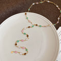 Gold Multicolor Resin Oval Y Necklace And Hand Bracelet view 7
