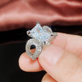 Square Crystal Split Shank Statement Ring in Silver Tone view 3