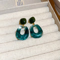 Marbled Resin Geometric Drop Earrings in Three Colors view 8
