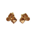 Gold Tone Square Clip On Earrings With Amber Crystals view 5