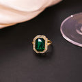 Green Rectangular Crystal Look Necklace Earring and Ring Set view 4