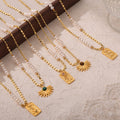 Gold Pearl Disc Chain Pendant Necklaces Hand Sun Rose Motifs view 4
