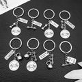 Eight Antique Silver Fitness Equipment Metal Keychain Designs view 2