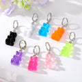 Silver Tone Translucent Gummy Bear Huggie Earring Eight Piece Set view 1