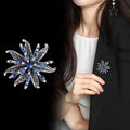 Flower Crystal Metal Brooch Pin 6.5 x 6.5 cm for Jackets and Lapels view 3