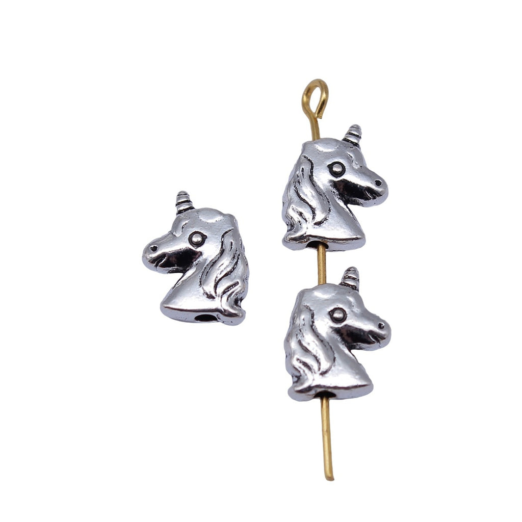 11x9x3.4mm 0.92g Antique Silver Zinc Alloy Unicorn Small Hole Spacer Beads for DIY Jewelry Making
