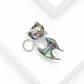 Abalone Shell Cat Brooch with Curled Tail for Jackets, Coats, and Scarves view 2