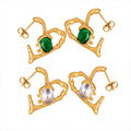 Asymmetric Heart Frame Glass Stone Earrings Gold Steel view 5