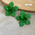 Bright Flower Stud Earrings in Pink Blue and Green view 8