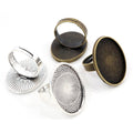 Oval Mesh Bezel Ring Settings in Mixed Metal Tones view 5