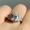 Three Stone Round Crystal Ring in Rose Gold Tone with Clear Crystal Details view 2
