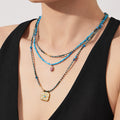 Turquoise Bead Necklaces Pink Stone and Evil Eye Pendant view 1