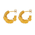 Irregular Threaded C-Shape Nut Hoop Earrings Gold Steel view 5