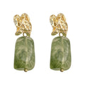 Gold Nugget Green Marbled Geometric Drop Earrings Pair view 5