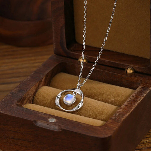 Silver Tone Orbital Pendant Necklace alternate close-up view