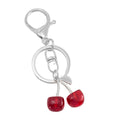 Cherry Pendant Keychain With Faux Pearl And Metal Leaf Charm view 5