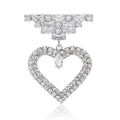 Crystal Open Heart Drop Brooch in Silver or Gold Tone view 5