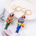 Enamel Parrot Keychain Rhinestone Metal Bird Bag Charm view 1