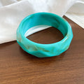 Wide Faceted Marbled Resin Bangles in Five Colorways view 8