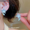 Star Cat Stud Earrings in Pink Blue and Green Enamel view 4