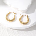 Gold Tone Textured Geometric Hoop Earrings in Eight Designs view 7