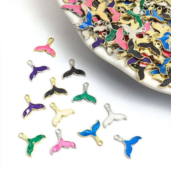 Colorful Enamel Whale Tail Pendant Charms in 12 Styles