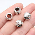 10.7x10.7x7.7mm 2g Antique Silver Zinc Alloy Leaf Pattern Large Hole Spacer Beads for DIY Bracelet Making