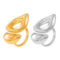Dual Teardrop Openwork Geometric Ring Gold and Steel Finish view 5