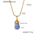 Resin Drop Pendant Stainless Steel Box Chain Necklace Multi Colors view 12