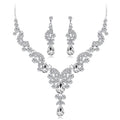 Black Silver Tone Blue Crystal Floral Teardrop Crystal Four Designs Metal Necklace and view 6