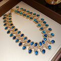 Gold Oval Resin Crystal Wave Necklace Stud Earrings Four Colors view 9