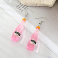 Resin Wine Bottle Drop Earrings Silver Hooks Six Colors view 5