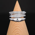 Four-Rail Pave Wide Ring In Polished Gold And Silver Tones view 3