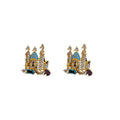 Castle Pendant Necklace And Stud Earrings Colorful Stones view 5