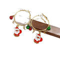Santa And Christmas Tree Charm Hoop Earrings Matching Jewelry Pair view 5