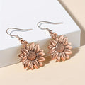 Sunflower Drop Hook Earrings Gold Silver Rose Gold view 3