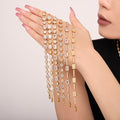 Starry Oval Halo Zircon Chain Bracelets Gold Steel view 2