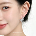 Silver-Tone Full Pave Butterfly Marquise Stud Earrings view 2