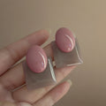 Color Block Geometric Statement Stud Earrings With Decorative Metal Accents view 6