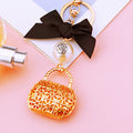 Jeweled Checkerboard Handbag Keychains in Pink White and Black White view 4