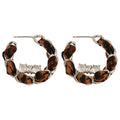 Leopard Fabric Wrapped Crystal C Hoop Earrings Jewelry Accessory view 5