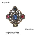 Antique Gold Baroque Openwork Brooch Blue Green Center Crystal view 6