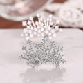 Silver-Tone Leaf Spray Ear Climber Stud Earrings with Clear Stone Details view 3