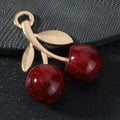 Glitter Resin Cherry Charm Pendant Gold Tone Leaves Three Colors view 2