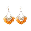 Shell Sequin Chandelier Hook Earrings in White Fashion Earrings view 5